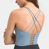 L9095 Cross Dunne Bandjes Yoga Beha Tank Tops Klassieke Sportbeha Vrouwen Fitness Vest Kleine Sling Beha met Afneembare Cups sexy Un271u