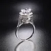 Küme halkaları katı 100% 925 STERLING Gümüş Düğün Kadınlar için Büyük Yuvarlak 3Ct Simüle Elmas Kulesi Nişan Nişan Taş Mücevher Taşları Jewelrycluster