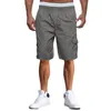 Calça masculina verão de verão reto de carga sólida calça de tração shorts de bolso de tração colheita de travessmmensmen's drak22