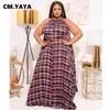 CM.YAYA Abito da donna taglie forti Stampa senza maniche Cinturino con o-collo Tasca Allentato Maxi abiti lunghi Moda sexy Streetwear Abito estivo 220516