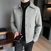 Herenjacks heren 2022 winter mannen warme lange mouw stevige kleur wollen trench jas jas casual steetwear windbreaker slank fitmen's