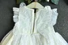 Girls White Lace Summer Short Sleeve Mesh Tutu Princess Dress Children Children Wedding Party Costume 2-7 år