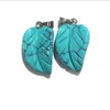 Pendant Necklaces Trendy 2 Pcs Silver Plated Leaf Shape Tiger Eye Stone For Gift Gray Agates Plant JewelryPendant Heal22