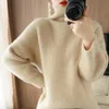 Suéteres femininos Mulheres 100%suéter de caxemira pura Turtleneck de grossa cor de cor sólida camisa 2022 inverno quente e tamanhos de malha de lã fêmea de malha