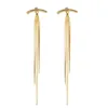 Legering oorrang hanger Creative Simple Bone Tassel Metal Lange oorbellen vrouwelijke accessoires6821976