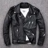 Men's Leather Faux Leather Motor Biker Leather Coat Plus Size Cowhide 220823