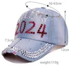 Trump 2024 Denim Casual Diamond Baseball Cap Athleisure Adjustable Cotton Hat Party Hats 0426