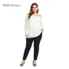 여성용 블라우스 셔츠 봄 가을 플러스 크기 여성을위한 대형 블라우스 캐주얼 느슨한 긴 소매 어깨 흰색 레이스 셔츠 4xl 5xl