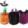 Halloween Pumpkin Tote Bag Party Velvet Pouch Present Bag trick eller Treat Basket 13x15cm Soft Elk Bat Candy Packing With String Festival Decor 2022