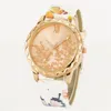 Armbanduhren Einfache Blume Gold Gesicht Design Damenuhren Luxus Mode Armbanduhr für Frauen 2022 Elegante Damen Quarz Lederuhr