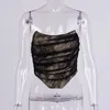 Asia Black Lace Bustier Topy Patchwork Bez ramiączek Podszewka Boning Zipper Bodycon Gorset Crop Top Kobiety Sexy Club Party Stroje 220316