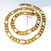 10mm Italian Figaro Link Chain Men's Necklace 21inch 55cm 14k Yellow Gold STAMPED Brass Fine Solid