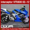 Corps OEM bleu noir pour HONDA VFR800 VFR 800 RR CC 800RR Interceptor 02-12 Carrosserie 129No.151 800CC VFR800RR 02 03 04 05 06 07 08 09 10 11 12 VFR-800 RR 2002 2012 Carénage