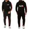 Tute da uomo Mass Effect N7 Sportswear Felpa con cappuccio con zip stampata Pantaloni Tuta da jogging per fitness da uomo