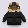 Winterkinderen Boy Girl Coid Cotton Down Jackets met oor hoodie Warm fleece kleding Kids Parka Top Outerwear Age voor 2-6 jaar J220718