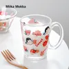 Flower Strawberry Glass Bowls and Plate Tableware Household Dishs Snack Plate Salad Bowl Fruit Plate Milk Cup Dinnerware Sets 220408