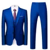 2022 Classic Royal Blue Business Uomo Abiti 3 pezzi Terno Masculino Slim Fit Smoking da sposo per uomo Wedding Groomsman Blazer + Pant + Vest