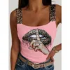 Vendita al dettaglio Plus Size S-3xl Donna Top Gilet estivo T-shirt stampata sexy Camicette con bretelle con stampa leopardata