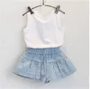 Meisje kleding zomer mode boog katoen vest + plaid shorts 2 stks casual set meisjes kleding ingesteld voor reis kinderkleding y200831 2061 Z2