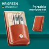 Mr.Green Portable Manicure Set Pedicure Kit Kit Stafless Steel Nail Clippers Tool Travel Grooming Case Pox Scissors Set 220510
