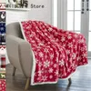 Couvertures rouge Plaid noël chaud flanelle couverture hiver doux polaire jeter pour canapé chaise sieste peluche Sherpa flocon de neige couvre-lit