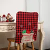 Stoelhoezen kerstbedekking met geruite print bont bal niet-geweven stof huis keuken decoratiechair