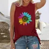 Coloré soleil fleur tournesol imprimé Harajuku femmes t-shirt décontracté sans manches lâche été t-shirts hauts Vintage dames t-shirt 220602