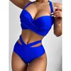 Riseado Push Up Bikini Taille Haute Maillots De Bain Twist Maillots De Bain Femmes 2022 Solide Biquini Halter Maillot De Bain Femmes Découpé Vêtements De Plage Y220420