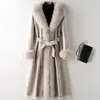 Women's Fur & Faux Real Coat Women Winter Long With Big Natural Collar Belt2022 Fashion OutwearWomen's Women'sWomen's