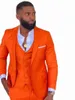 Trajes de hombre Blazers Naranja brillante Solapa de muesca Traje de hombre Traje Homme Vestido de novia Esmoquin Terno masculino Slim Fit Novio Fiesta de graduación Blaze