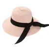 Chapéus largos de abrangência Lady Cap feminino feminino simples fluppy girl praw chapéu de chapéu de praia Mulheres UV Proteção de viagem Capwide