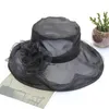 Cappelli a tesa larga Fiore per le donne Protezione solare Mesh Cappello a cilindro traspirante Eleganti cappellini da sole Cappello da sposa femminile FascinatorWideWideWide Pros22