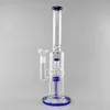 Blue Glass Water Pipe Hookah Bong - 15 tum lång med 18 mm kvinnlig fog