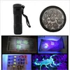 395nm UV-ficklampa Mini 9 LED Lila ljus ficklampor Toch Vattentät Aluminium Alloy Torch Blacklight Detector för hund urin husdjursfläckar