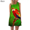 Women Tank Top Dress Macaw 3D Mönster papegoja Tryckt klänning kortfest Kvinna Vest Casual ärmlös klänning Drop W220616