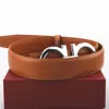 Fashion business luxury leather belt designer men women high quality gold and silver gray black smooth buckle with box
