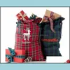 Decorazioni natalizie Forniture per feste festive Casa Giardino Plaid Dstring Sacchetto regalo Sacchi di Babbo Natale Sacchetti di caramelle per bambini Dhnsg