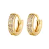 Hoop & Huggie Fashion HipHop Piercing Gold Color Double Rows Crystal Earring For Women Girls Party Wedding Jewelry Gift Eh296Hoop