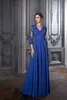 Royer Blue Mother of the Bride Dress Long Sheeves Lace Chiffon Groom Dress A Line Wedding Party Guestjurken