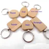 20pcs Round Round Rectangle en bois Chain de clé DIY Promotion Promotion Pendre en bois porte-clés de porte-clés Cadeaux Promotionnels AA220318