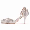 Crystal Queen Wedding Shoes Bride 7 cm de altura bombas brancas festas noturnas de Natal Sandálias de luxo Plus Tamanho 43 G220520