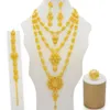 Dubai Jewelry Sets Gold Necklace & Earring Set For Women African France Wedding Party 24K Jewelery Ethiopia Bridal Gifts Earrings246j
