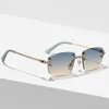 Caterside Blue Bradient Lens Metal Grunglasses Women Luxury Rimuress Small Square Sun Glasses for Men Framless 220628