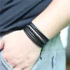 Braccialetti con ciondoli Black Buddha Hand Music Note Feather Bracciale da uomo in pelle multistrato intrecciato Femme Homme Bead Wrap Gioielli da donnaCharm Inte22