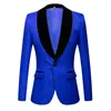 Fashion Red Pink Black White Blue Men's Mönstrad kostym Slim Fit Groomsmen Tuxedos Blazers For Wedding Shawl Collar Suit Jacket 220514