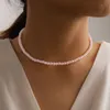 Elegante collana a catena con clavicola girocollo in perle d'imitazione bianche grandi per collare regalo per gioielli da sposa da donna