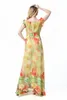 Duże rozmiar sukien maxi L-5xl Długie szyfonowe druk w kwiatowy nadruk na plaży Sukienka krótkie rękaw Seksowna elegancka bohemiana sukienka