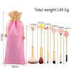 6 PCS Makeup Brushes with Bag Magical Girl Magic Wand Metal Handle Brush Cosmetics Tools Eyeshadow/Foundation Brush