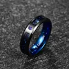 Bagues de mariage pour hommes 6mm bleu fibre de carbone noir carbure de tungstène bague confort Fit bande pour hommesmariage