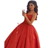 Dubai Red Prom Dresses 2022 Ball Gown Pizzo Perline Cinghie Israele Formale Pageant Abiti da sera Donna Plus Size Robe De Soiree